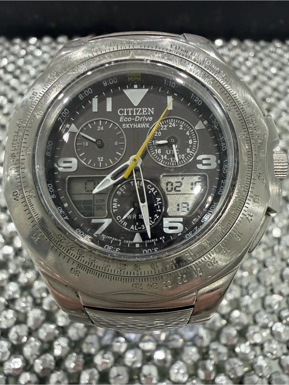 Citizen Eco-Drive Skyhawk Stainless Steel Pilot Watch - Black Dial
